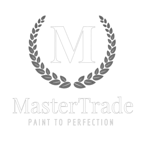 A black and white logo of master trade.